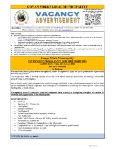 Govan Mbeki Municipality Firefighter Internships 2026 – Apply Now